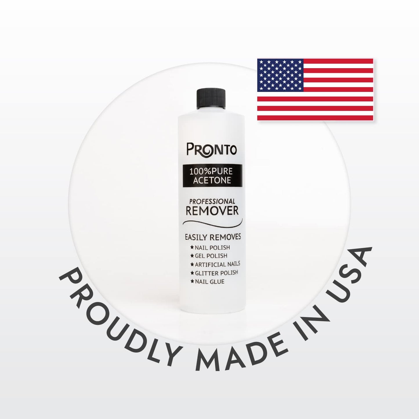 Pronto 100% Pure Acetone - Quick, Professional Nail Polish Remover - For Natural, Gel, Acrylic, Sculptured Nails (8 FL. OZ.)