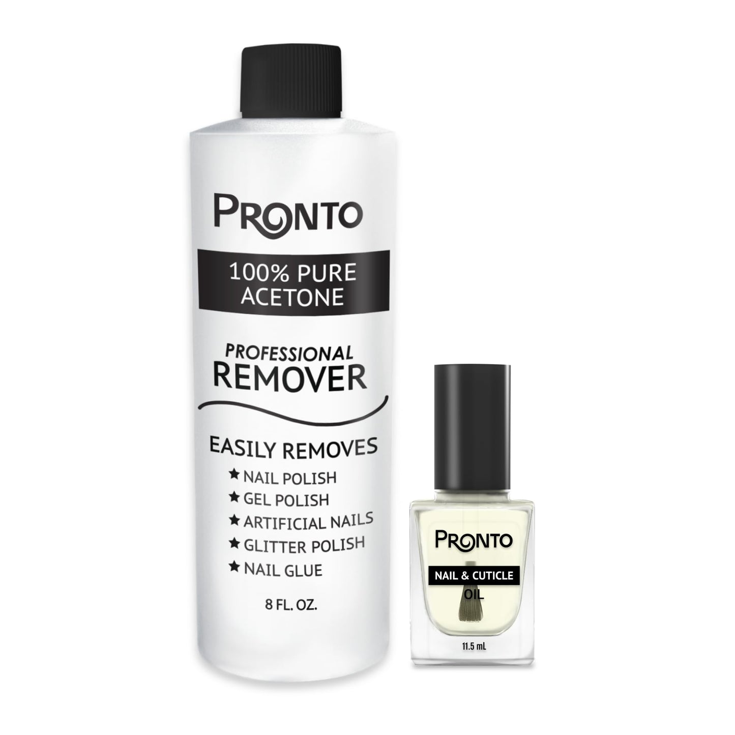 Pronto 100% Pure Acetone - Quick, Professional Nail Polish Remover - For Natural, Gel, Acrylic, Sculptured Nails (8 FL. OZ.)