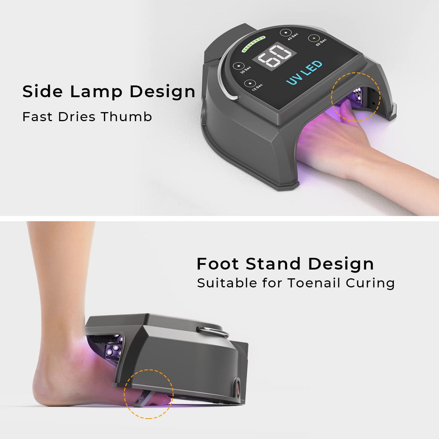 80W Professional Cordless UV LED Nail Lamp, UV Lights for Nails with 45 Beads and Rechargeable Battery, Portable LED Gel Nail Curing Dryer, Nail Polish Machine for Salon or Home, White