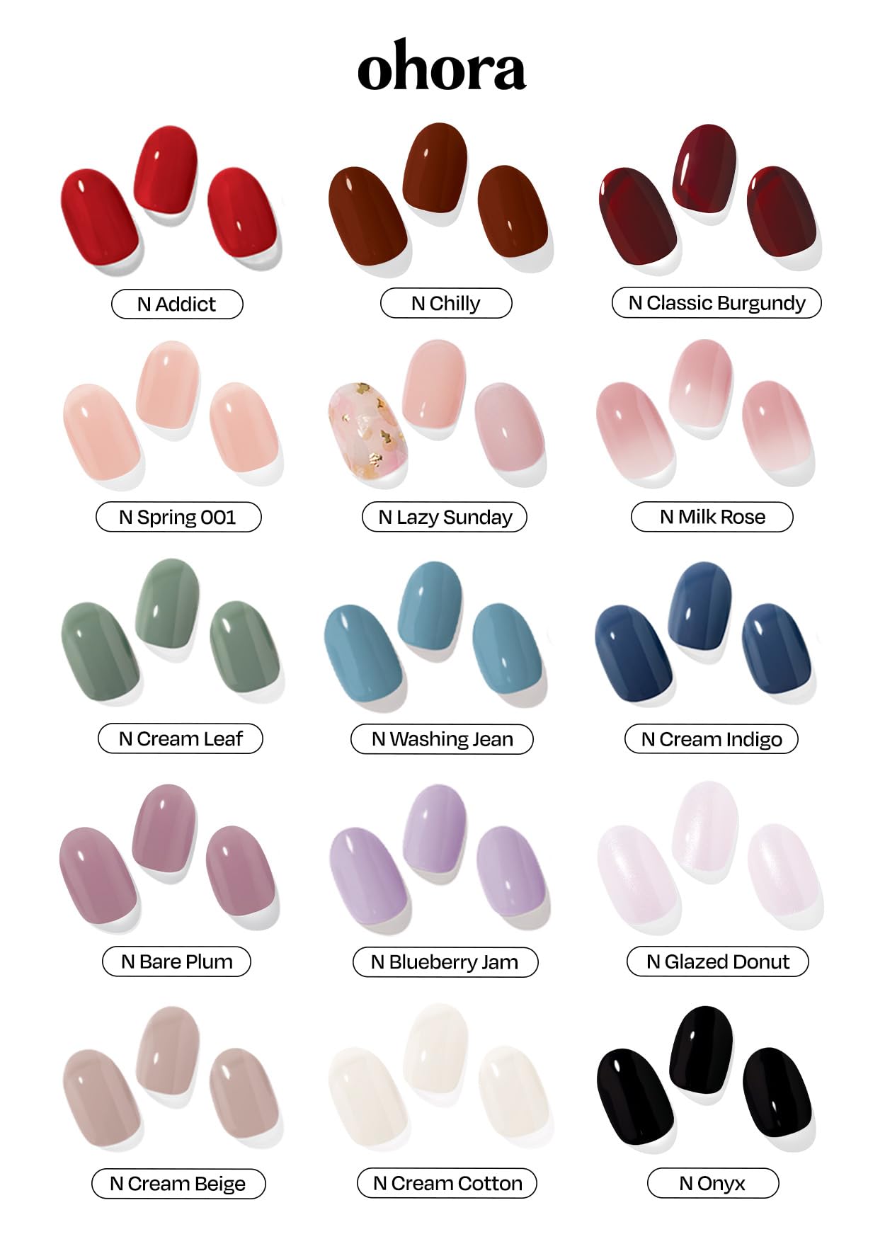 ohora Semi Cured Gel Nail Strip Set (2024 Christmas Set (Limited Edition)) - Works with UV/LED Lamps, Salon-Quality, Long Lasting, Easy to Apply/Remove - Includes 2 Prep Pads, Nail File, Wooden Stick