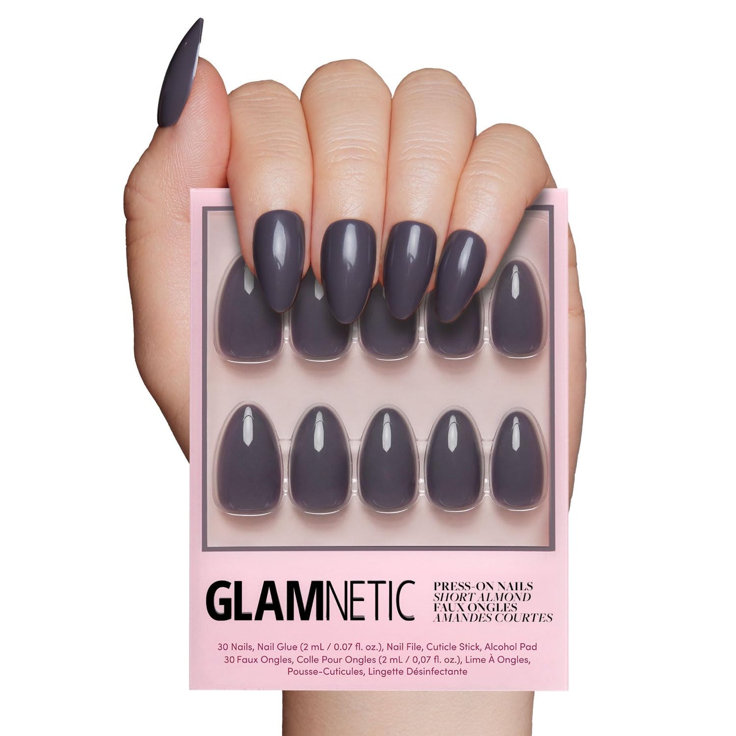 Glamnetic Press On Nails - Fall Mauve | Opaque Muted Blush Mauve Short Oval False Nails, Reusable Stick On Fake Nails with Glue | Salon Quality | 15 Sizes - 30 Nail Kit