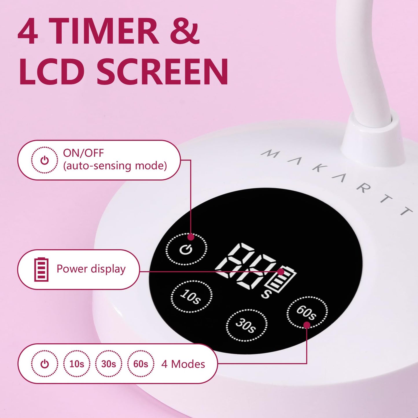 Makartt UV Nail Lamp: Mini UV Light for Gel Nails Polish Luminoza 10W Rechargeable LED Nail Light Nail Dryer with 4 Timers & Auto Sensor, Fast Curing Goosenecks UV Lamp for Home Nail DIY Manicure