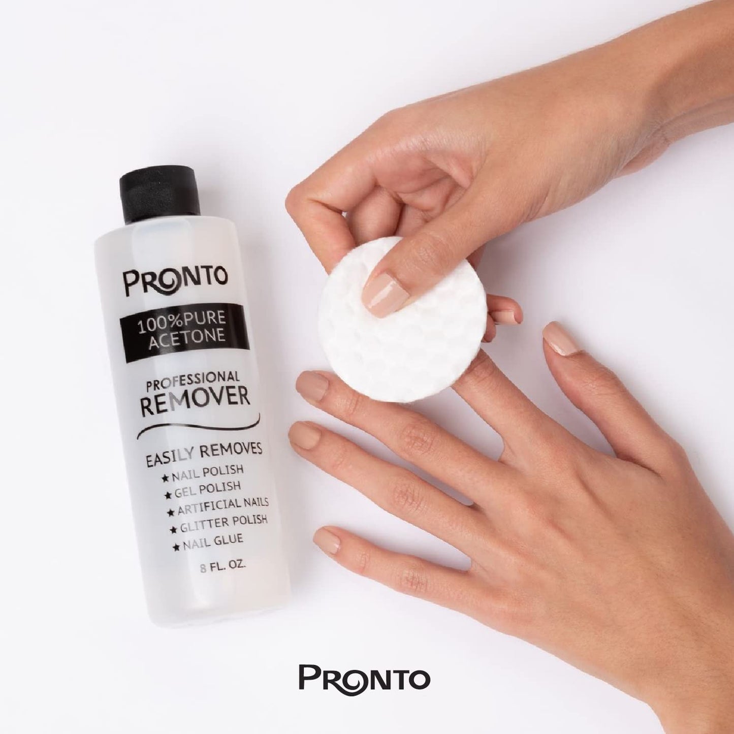 Pronto 100% Pure Acetone - Quick, Professional Nail Polish Remover - For Natural, Gel, Acrylic, Sculptured Nails (8 FL. OZ.)