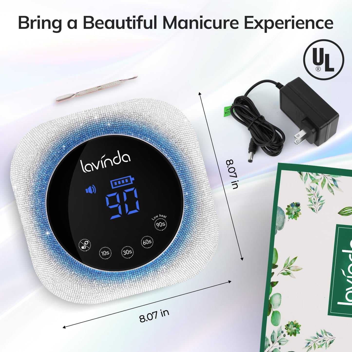Lavinda UV Light for Gel Nails, 54W UV LED Nail Lamp Cordless Rechargeable Nail UV Lamp Nail Light with 4 Timer and LCD Display, Professional Nail Polish Curing Lamp Nail Dryer for Salon Use