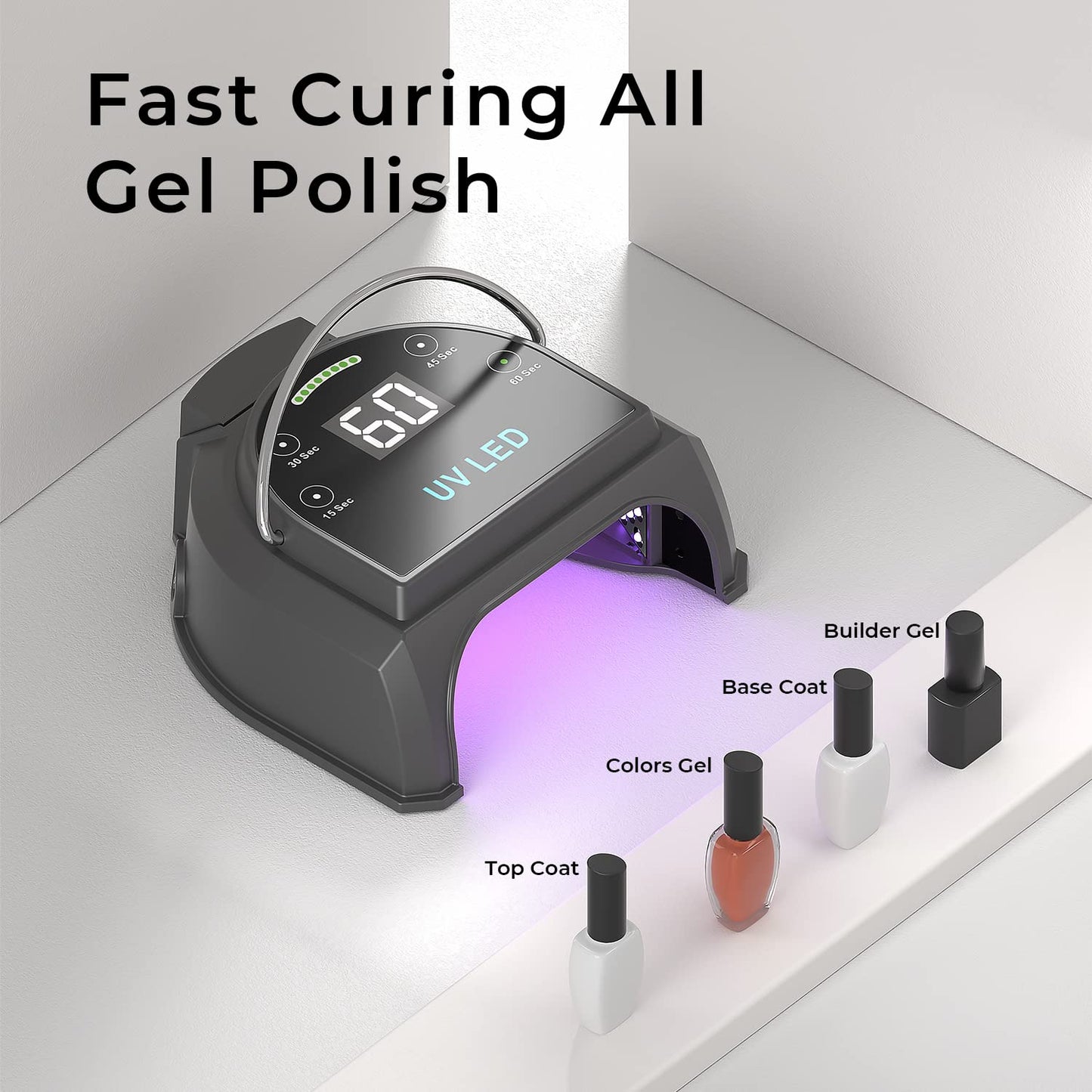 80W Professional Cordless UV LED Nail Lamp, UV Lights for Nails with 45 Beads and Rechargeable Battery, Portable LED Gel Nail Curing Dryer, Nail Polish Machine for Salon or Home, White