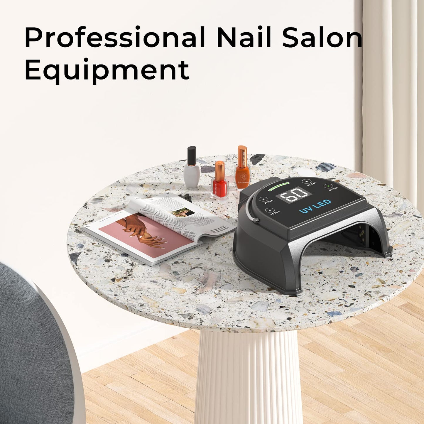 80W Professional Cordless UV LED Nail Lamp, UV Lights for Nails with 45 Beads and Rechargeable Battery, Portable LED Gel Nail Curing Dryer, Nail Polish Machine for Salon or Home, White