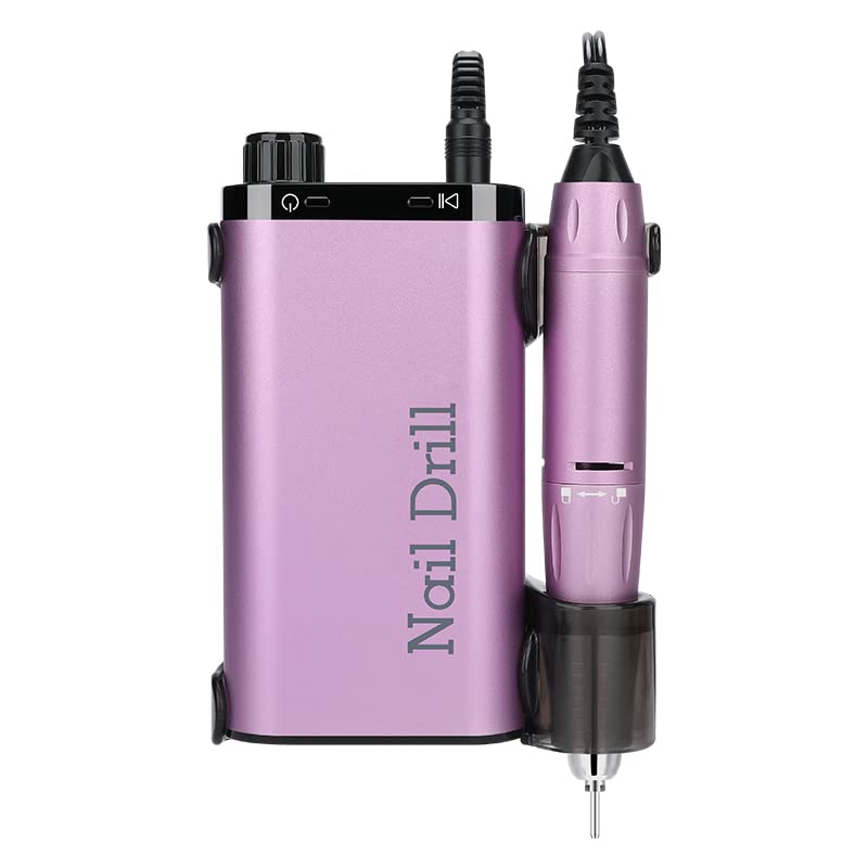 Electric Nail Drill Machine 35000RPM Portable Rechargeable Nail Drill for Acrylic Nails Gel Polishing Removing, Cordless with Bits Kit for Manicure Salon Home(Purple)