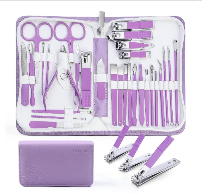 Manicure Set Personal Care Mens Grooming Kit, 30 In 1 Professional Manicure Kit Pedicure Kit, Nail Clippers for Men and Beauty Tool Portable Set, with Luxurious Travel Case (Black)