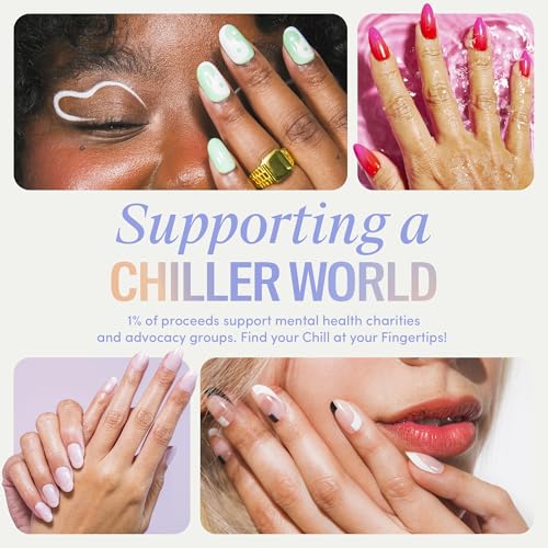 Chillhouse Chill Tips Signatures Press On Nails Kit, Going to the Barre - 24 Nail Shapes & Sizes, Dual-Sided Buffer & File, Cuticle Stick & Glue - Long-Lasting Nail Art Manicures