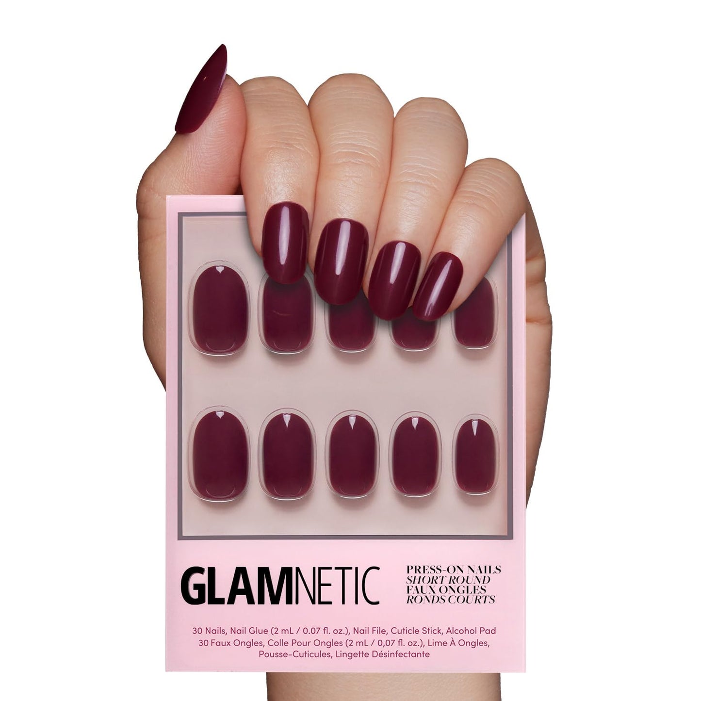 Glamnetic Press On Nails - Fall Mauve | Opaque Muted Blush Mauve Short Oval False Nails, Reusable Stick On Fake Nails with Glue | Salon Quality | 15 Sizes - 30 Nail Kit