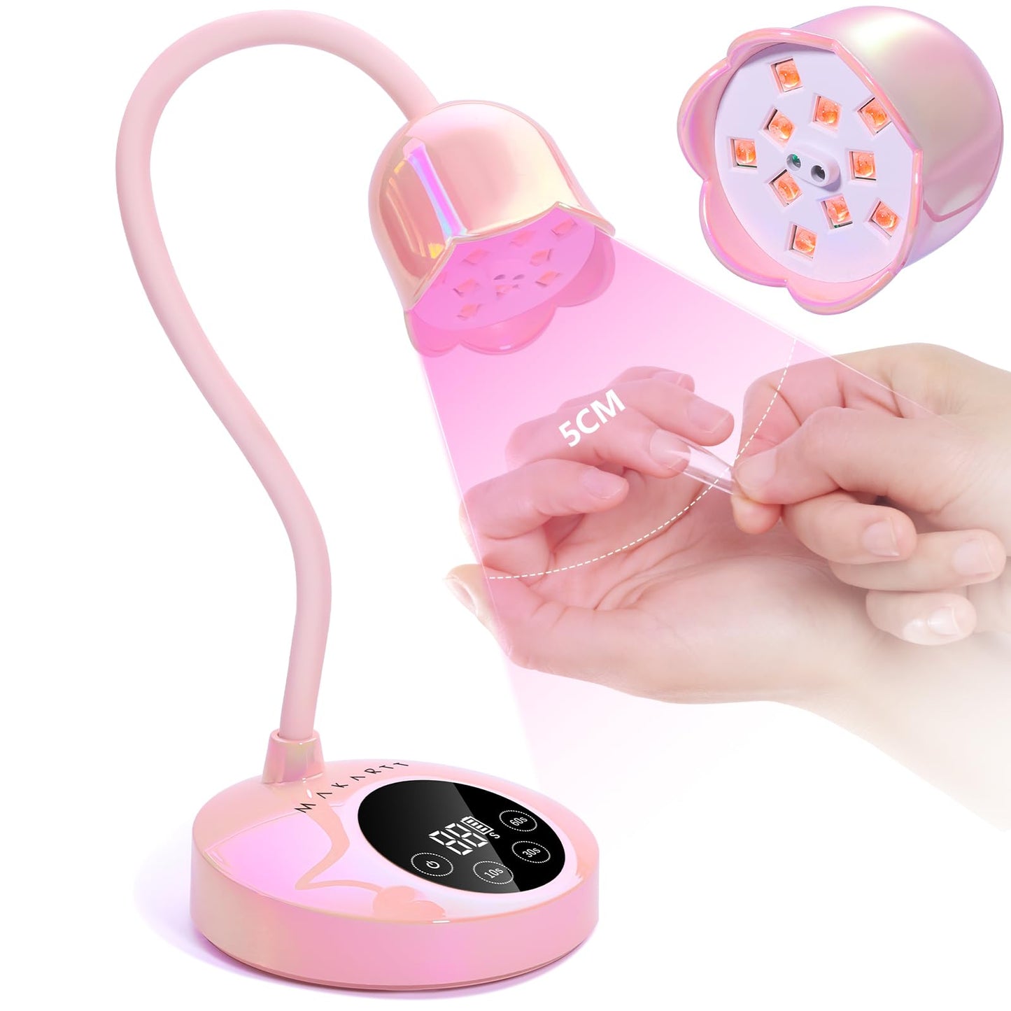 Makartt UV Nail Lamp: Mini UV Light for Gel Nails Polish Luminoza 10W Rechargeable LED Nail Light Nail Dryer with 4 Timers & Auto Sensor, Fast Curing Goosenecks UV Lamp for Home Nail DIY Manicure