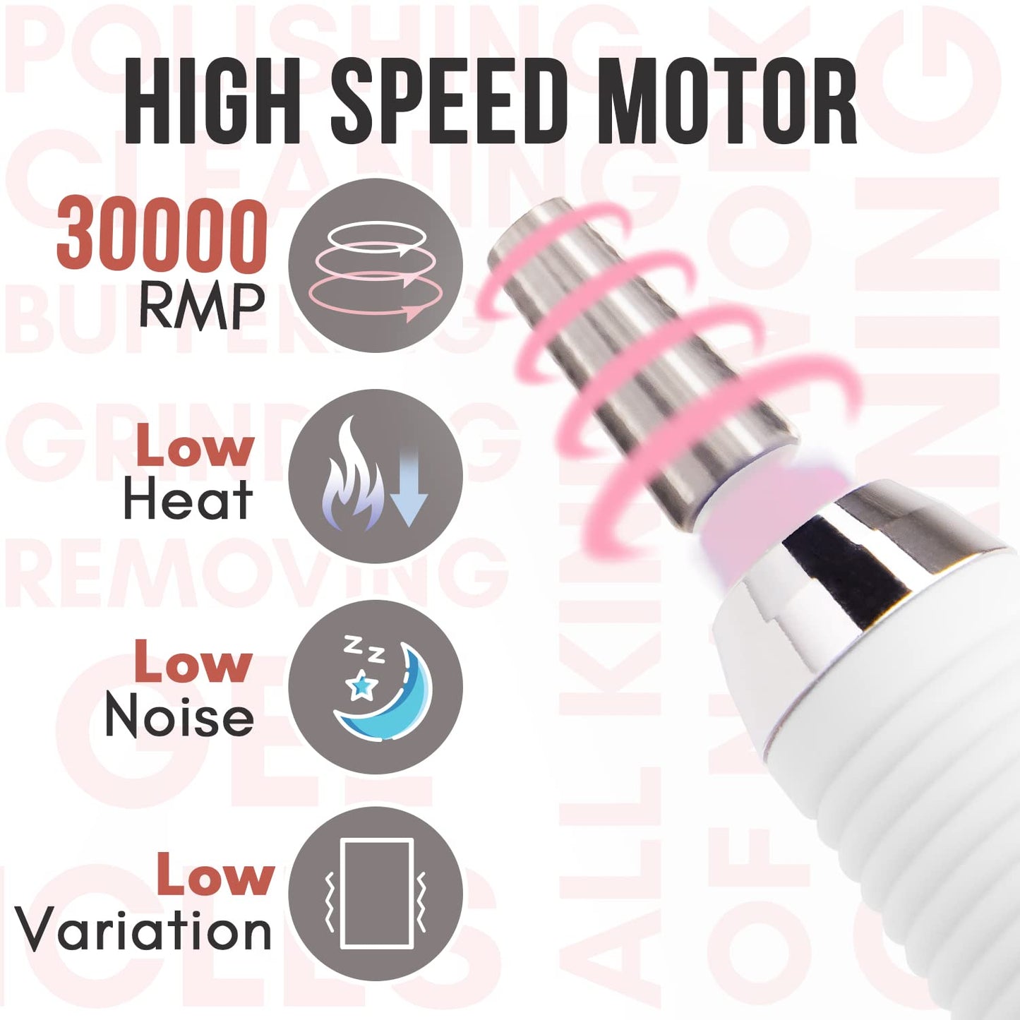 Makartt Professional Nail Drill, Nouvella 35000RPM Electric Nail Filer Machine With Coreless Motor for Acrylic Gel Nail，Rechargeable Efile With Nail Drill Bit Set, Manicure Salon Home DIY Use, Pink
