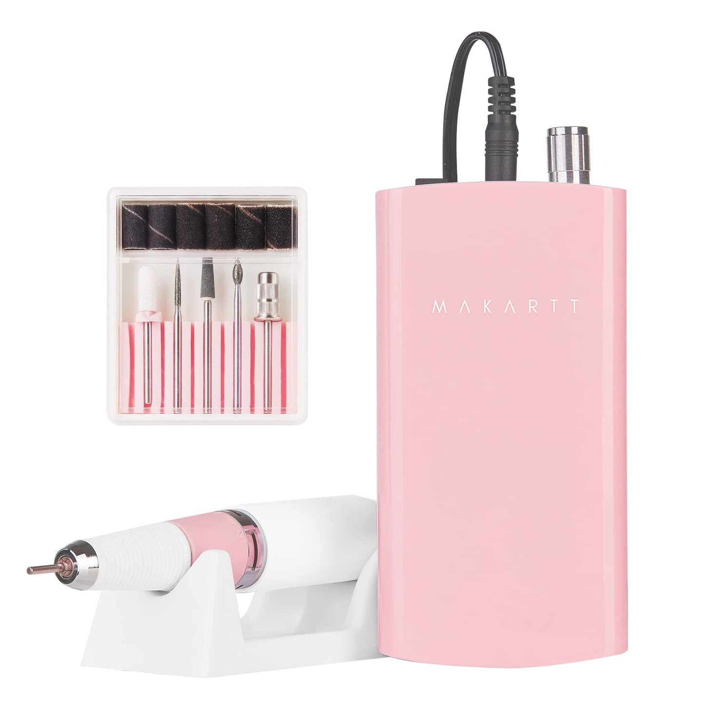 Makartt Professional Nail Drill, Nouvella 35000RPM Electric Nail Filer Machine With Coreless Motor for Acrylic Gel Nail，Rechargeable Efile With Nail Drill Bit Set, Manicure Salon Home DIY Use, Pink