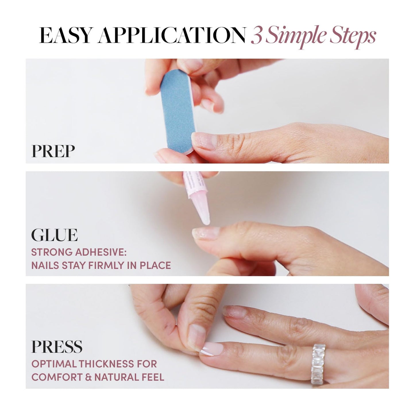 Glamnetic Press On Nails - Fall Mauve | Opaque Muted Blush Mauve Short Oval False Nails, Reusable Stick On Fake Nails with Glue | Salon Quality | 15 Sizes - 30 Nail Kit