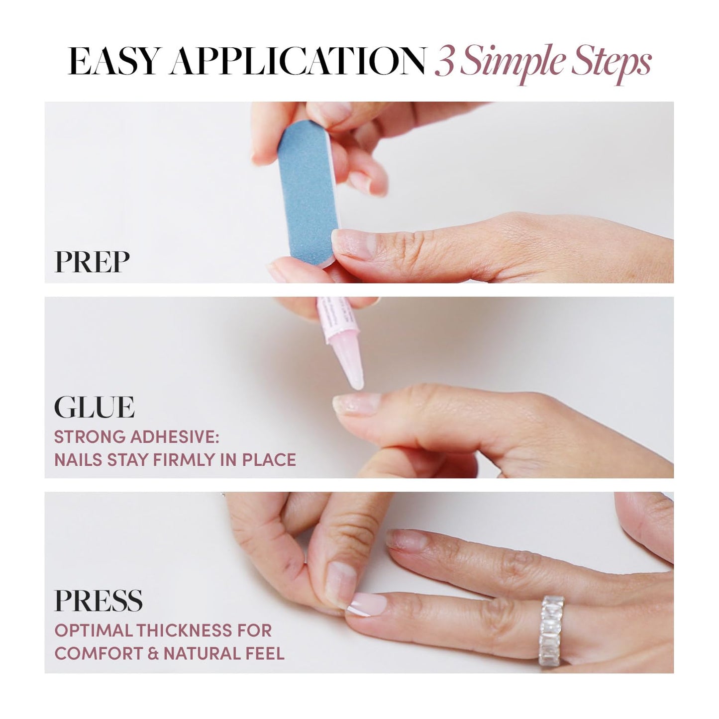 Glamnetic Press On Nails - Fall Mauve | Opaque Muted Blush Mauve Short Oval False Nails, Reusable Stick On Fake Nails with Glue | Salon Quality | 15 Sizes - 30 Nail Kit