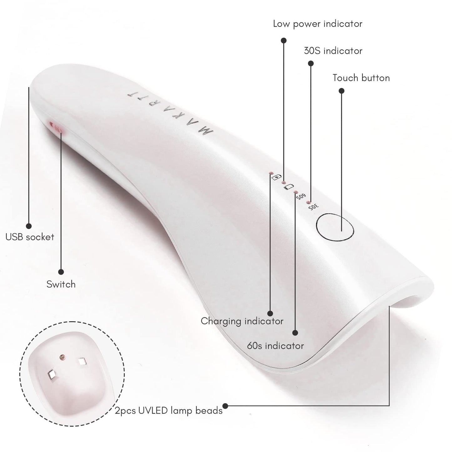 Makartt UV Nail Lamp: Mini UV Light for Gel Nails Polish Luminoza 10W Rechargeable LED Nail Light Nail Dryer with 4 Timers & Auto Sensor, Fast Curing Goosenecks UV Lamp for Home Nail DIY Manicure