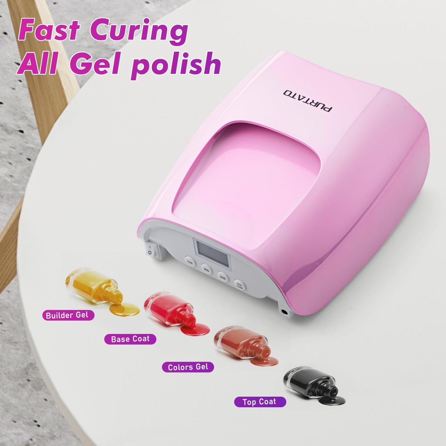 Professional Cordless Rechargeable UV LED Nail Lamp with 4 Timer Setting and 126W High Power Quick Drying Nail Dryer(White)