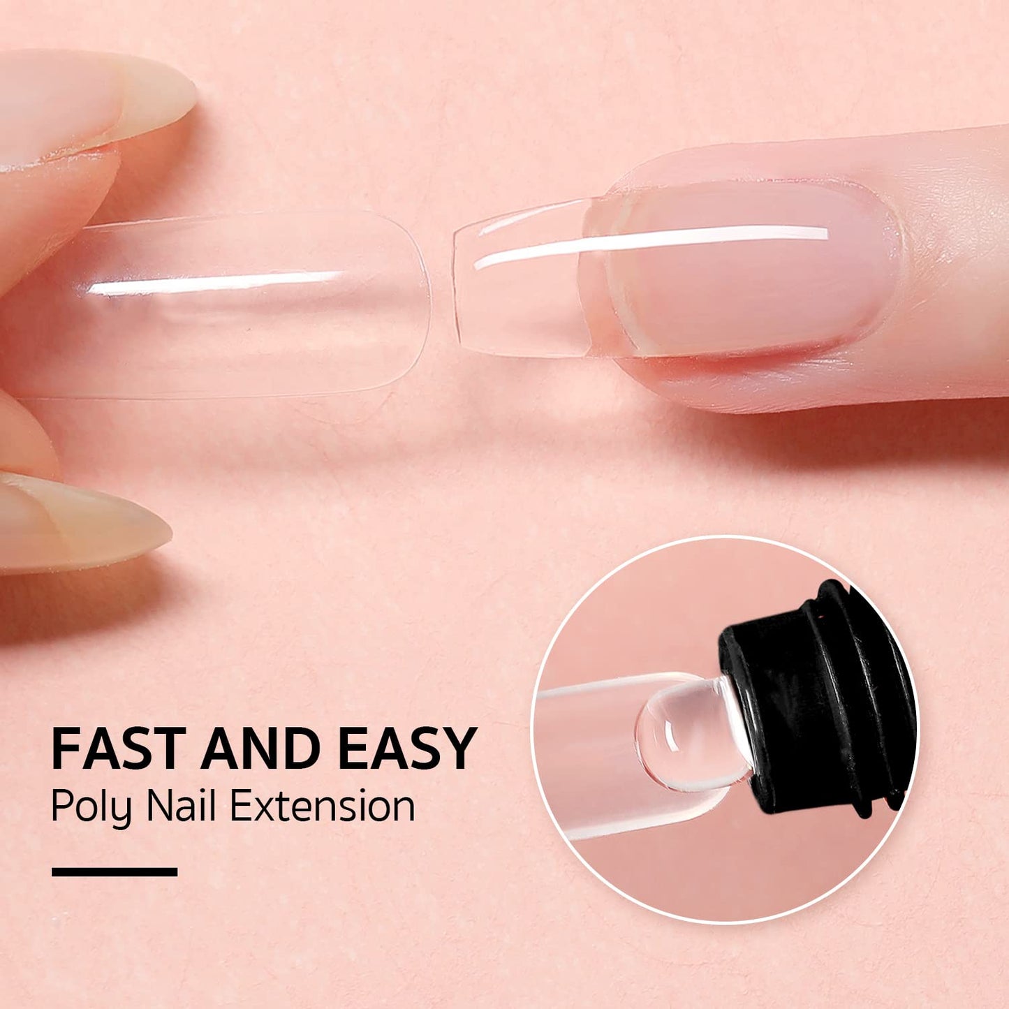 GAOY Poly Gel Nail Kit with U V Light Starter Kit, 6 Pcs Builder Gel Nail Extension Kit for Beginners with Everything Nail Art DIY