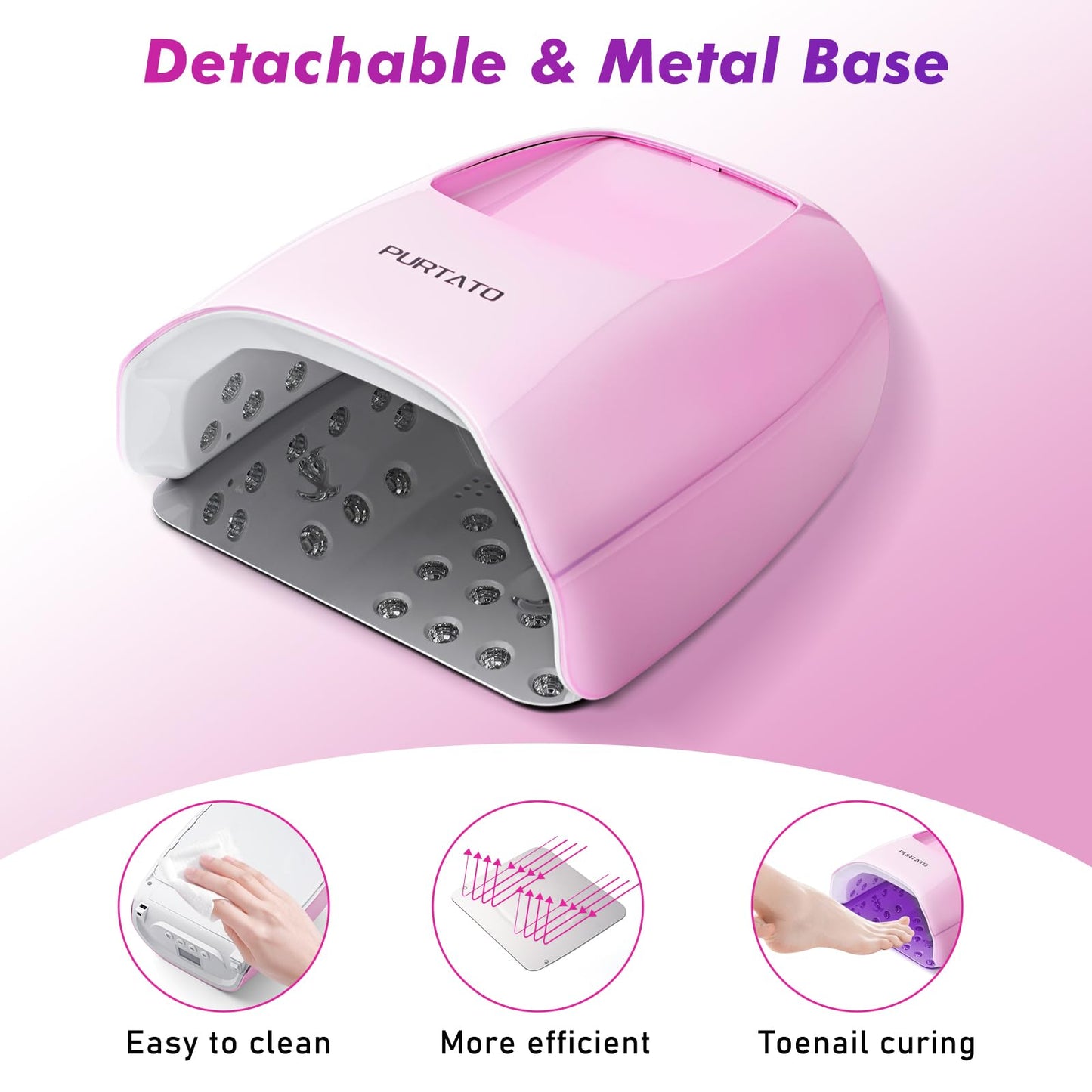 Professional Cordless Rechargeable UV LED Nail Lamp with 4 Timer Setting and 126W High Power Quick Drying Nail Dryer(White)