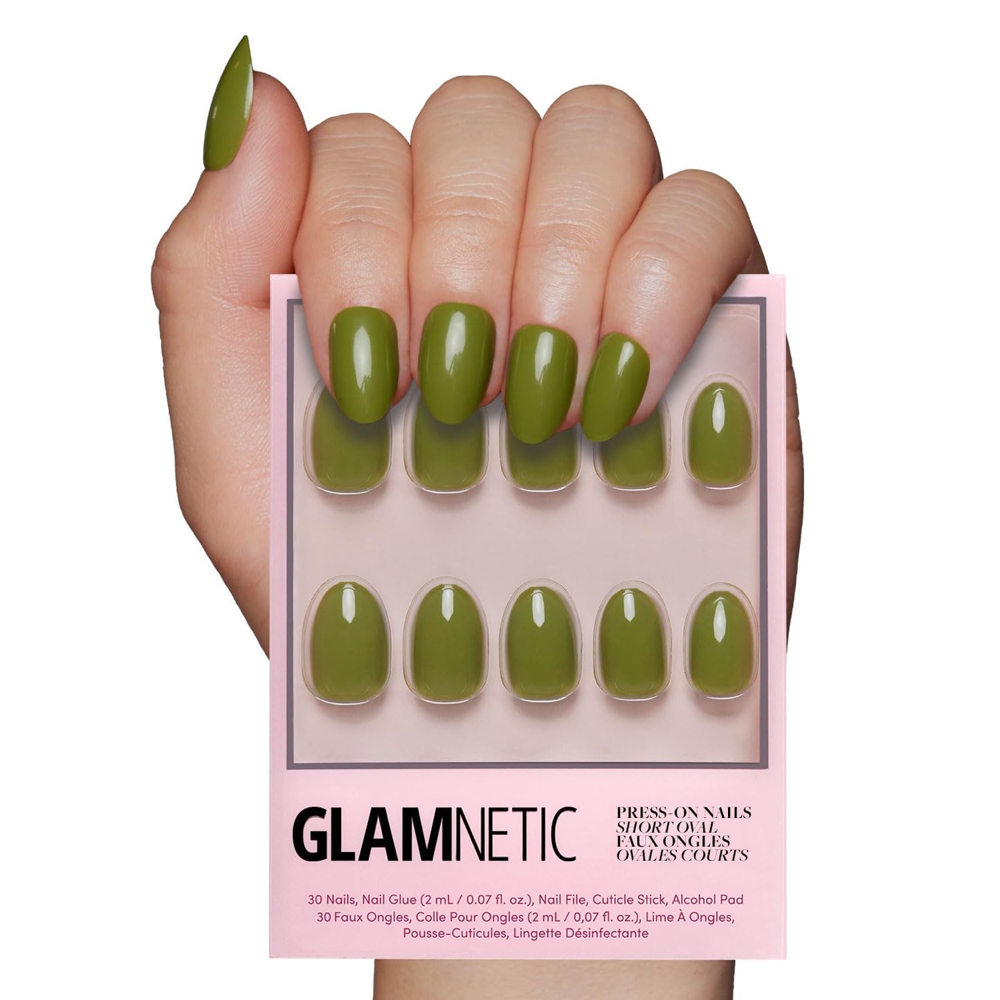 Glamnetic Press On Nails - Fall Mauve | Opaque Muted Blush Mauve Short Oval False Nails, Reusable Stick On Fake Nails with Glue | Salon Quality | 15 Sizes - 30 Nail Kit