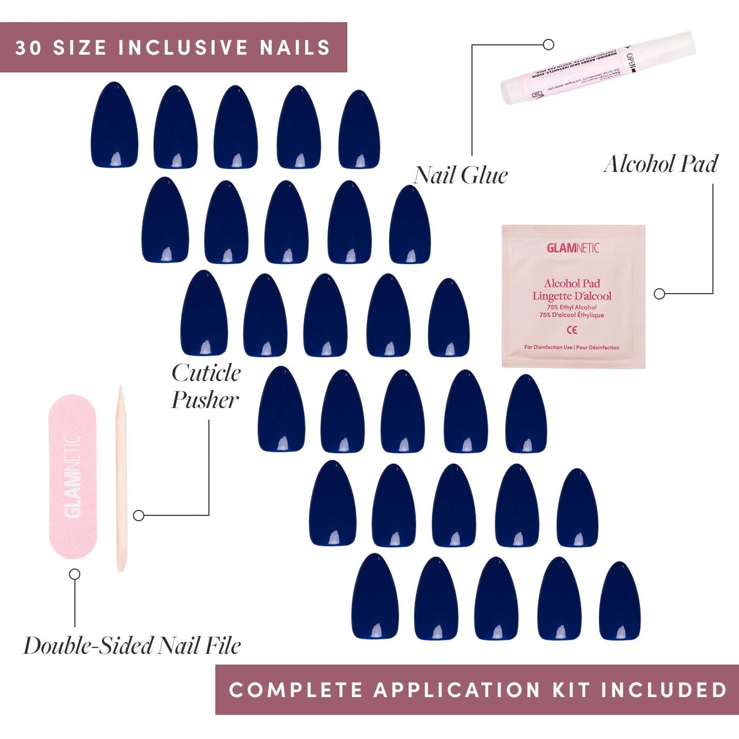 Glamnetic Press On Nails - Fall Mauve | Opaque Muted Blush Mauve Short Oval False Nails, Reusable Stick On Fake Nails with Glue | Salon Quality | 15 Sizes - 30 Nail Kit
