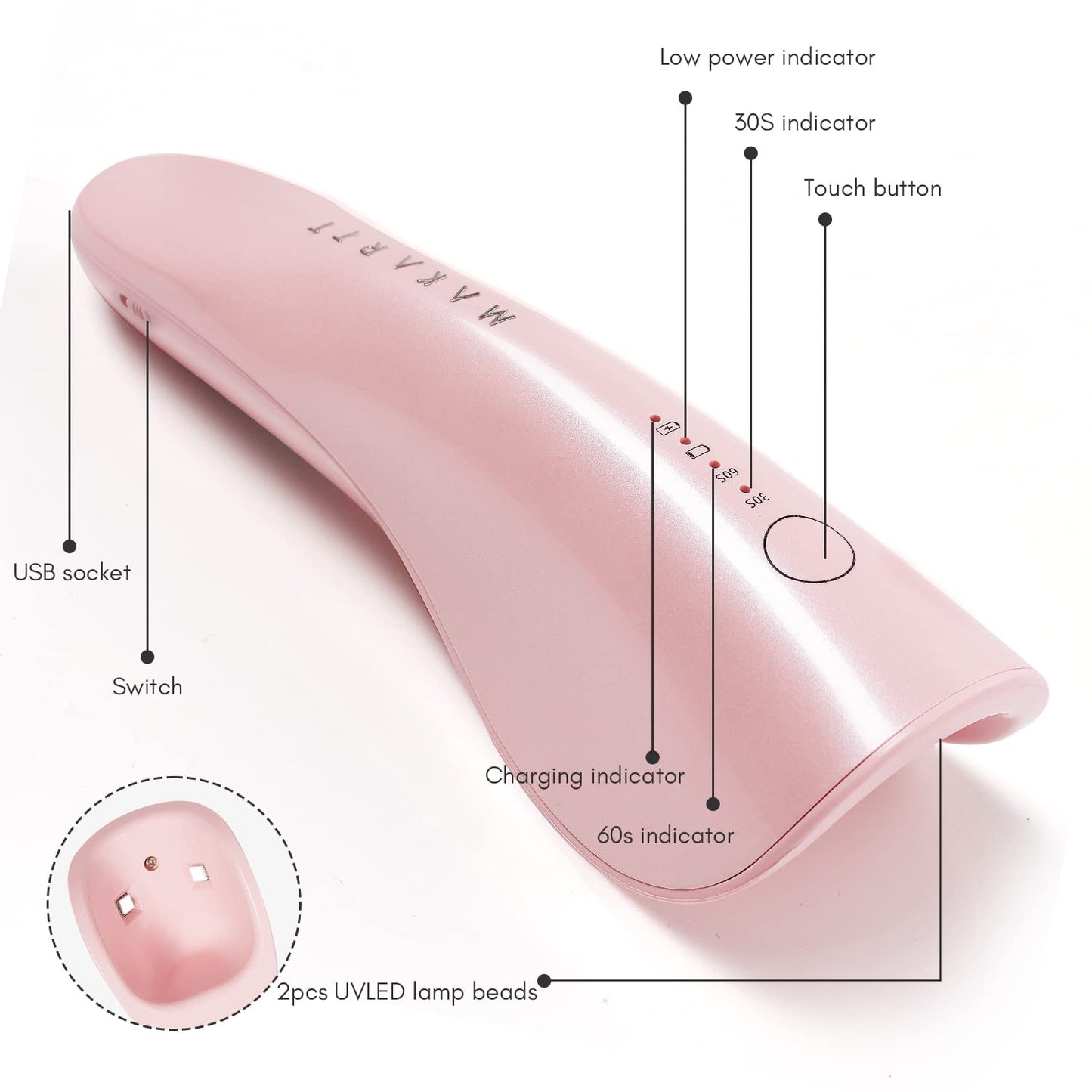 Makartt UV Nail Lamp: Mini UV Light for Gel Nails Polish Luminoza 10W Rechargeable LED Nail Light Nail Dryer with 4 Timers & Auto Sensor, Fast Curing Goosenecks UV Lamp for Home Nail DIY Manicure