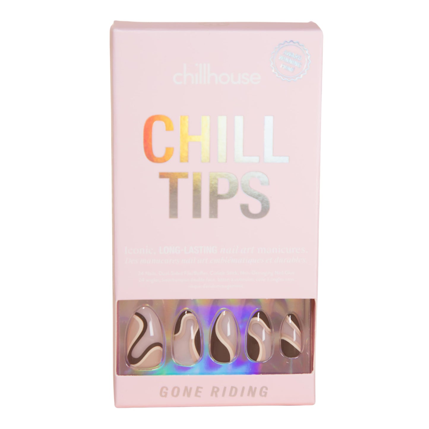 Chillhouse Chill Tips Signatures Press On Nails Kit, Going to the Barre - 24 Nail Shapes & Sizes, Dual-Sided Buffer & File, Cuticle Stick & Glue - Long-Lasting Nail Art Manicures