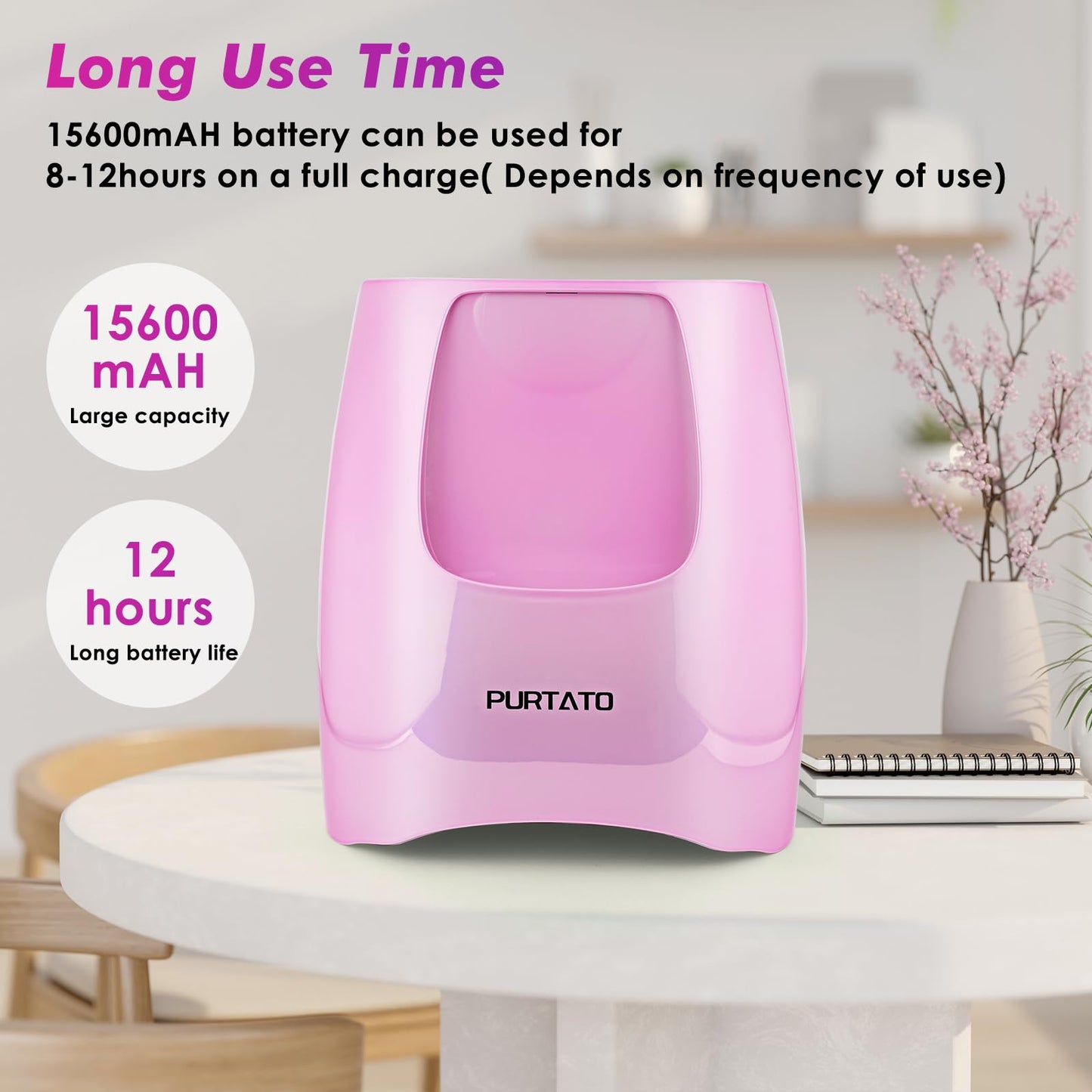 Professional Cordless Rechargeable UV LED Nail Lamp with 4 Timer Setting and 126W High Power Quick Drying Nail Dryer(White)