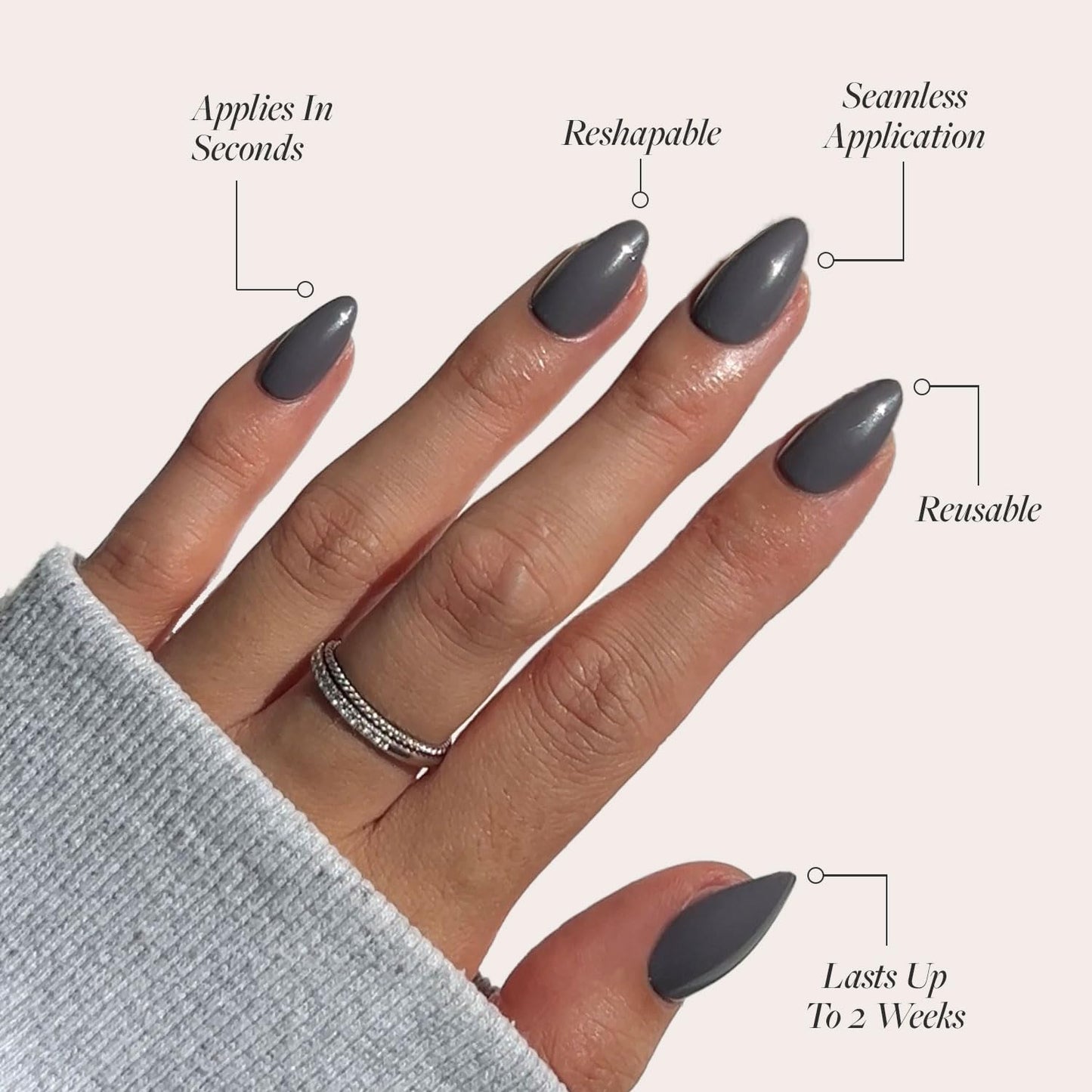 Glamnetic Press On Nails - Fall Mauve | Opaque Muted Blush Mauve Short Oval False Nails, Reusable Stick On Fake Nails with Glue | Salon Quality | 15 Sizes - 30 Nail Kit