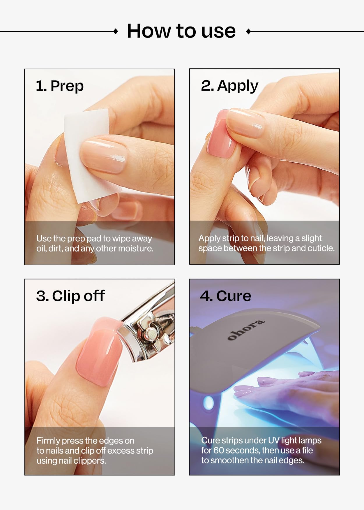 ohora Semi Cured Gel Nail Strip Set (2024 Christmas Set (Limited Edition)) - Works with UV/LED Lamps, Salon-Quality, Long Lasting, Easy to Apply/Remove - Includes 2 Prep Pads, Nail File, Wooden Stick