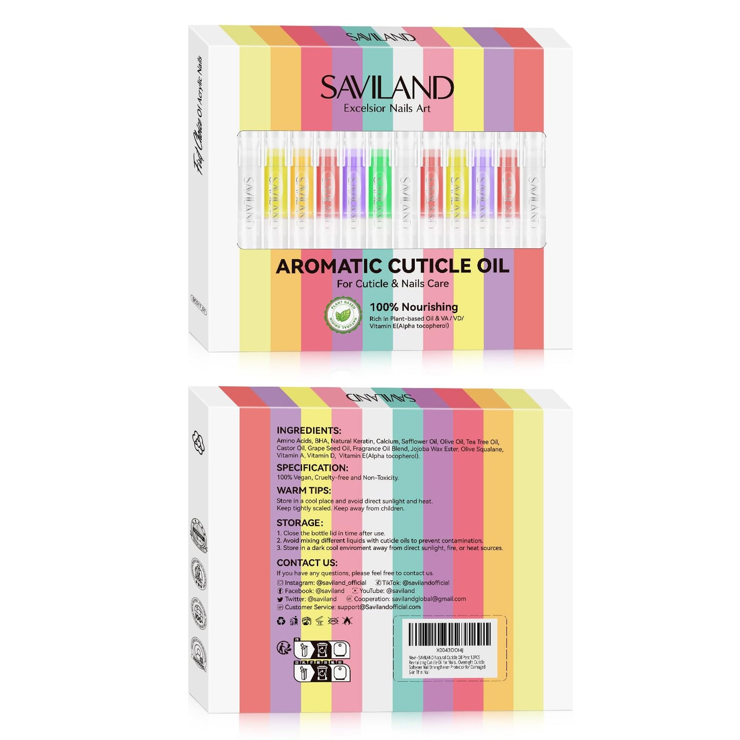 SAVILAND Natural Cuticle Oil Pen: 6PCS Revitalizing Cuticle Oil for Nails with Vitamin E Repaired Cuticles Overnight Cuticle Softener Nail Strengthener Protector for Damaged Skin Thin Nail