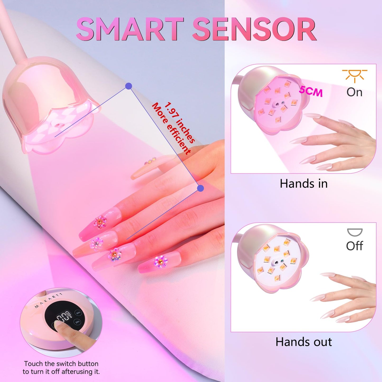 Makartt UV Nail Lamp: Mini UV Light for Gel Nails Polish Luminoza 10W Rechargeable LED Nail Light Nail Dryer with 4 Timers & Auto Sensor, Fast Curing Goosenecks UV Lamp for Home Nail DIY Manicure