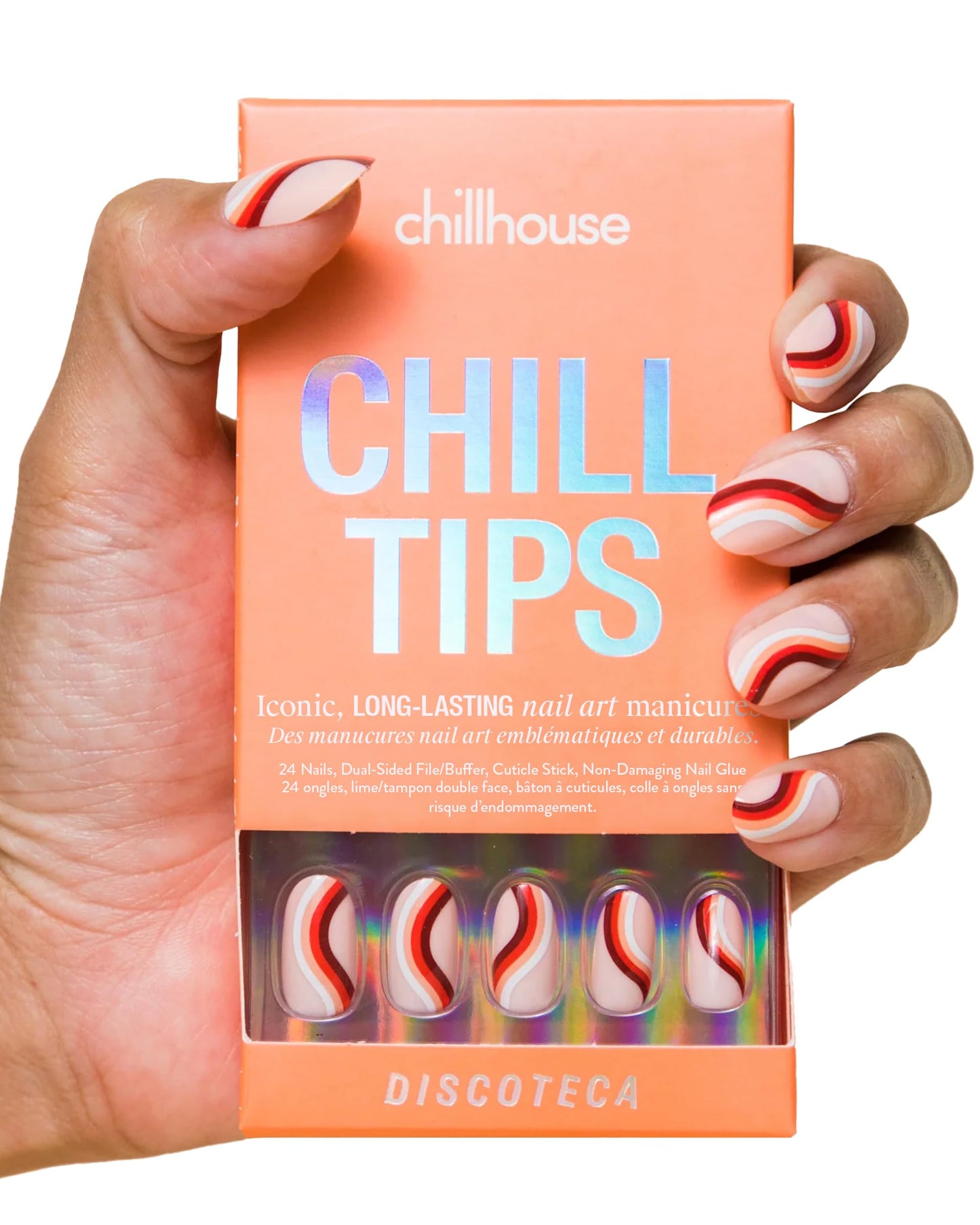 Chillhouse Chill Tips Signatures Press On Nails Kit, Going to the Barre - 24 Nail Shapes & Sizes, Dual-Sided Buffer & File, Cuticle Stick & Glue - Long-Lasting Nail Art Manicures