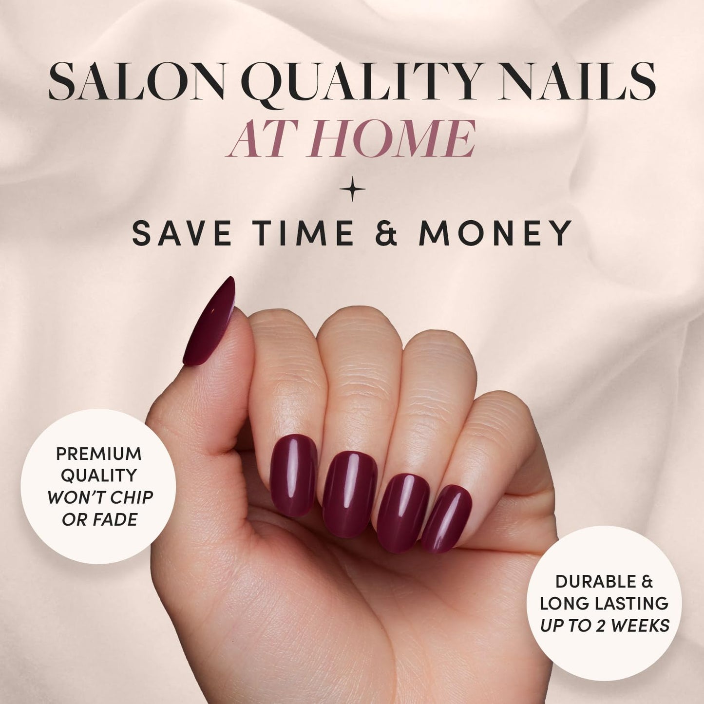 Glamnetic Press On Nails - Fall Mauve | Opaque Muted Blush Mauve Short Oval False Nails, Reusable Stick On Fake Nails with Glue | Salon Quality | 15 Sizes - 30 Nail Kit