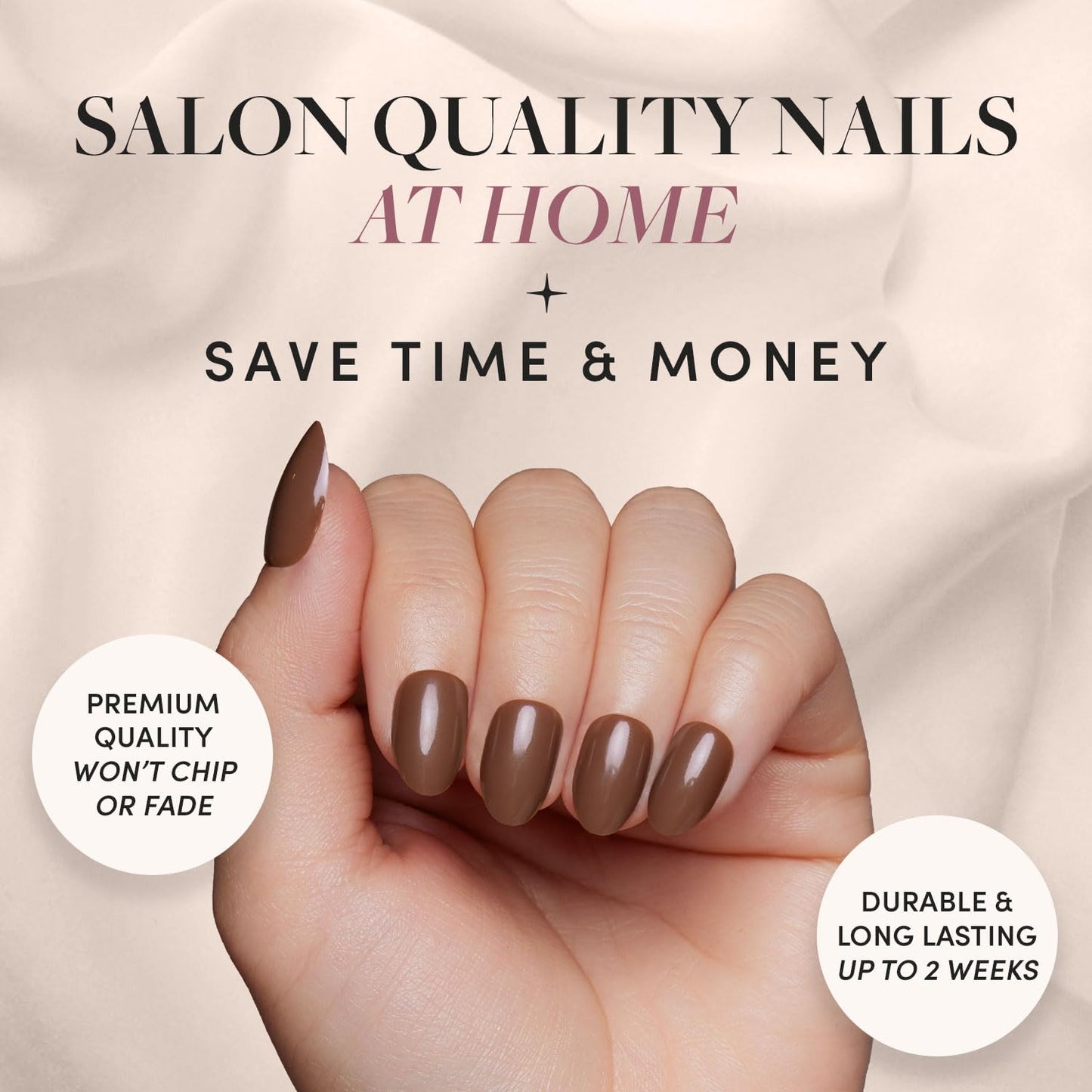 Glamnetic Press On Nails - Fall Mauve | Opaque Muted Blush Mauve Short Oval False Nails, Reusable Stick On Fake Nails with Glue | Salon Quality | 15 Sizes - 30 Nail Kit