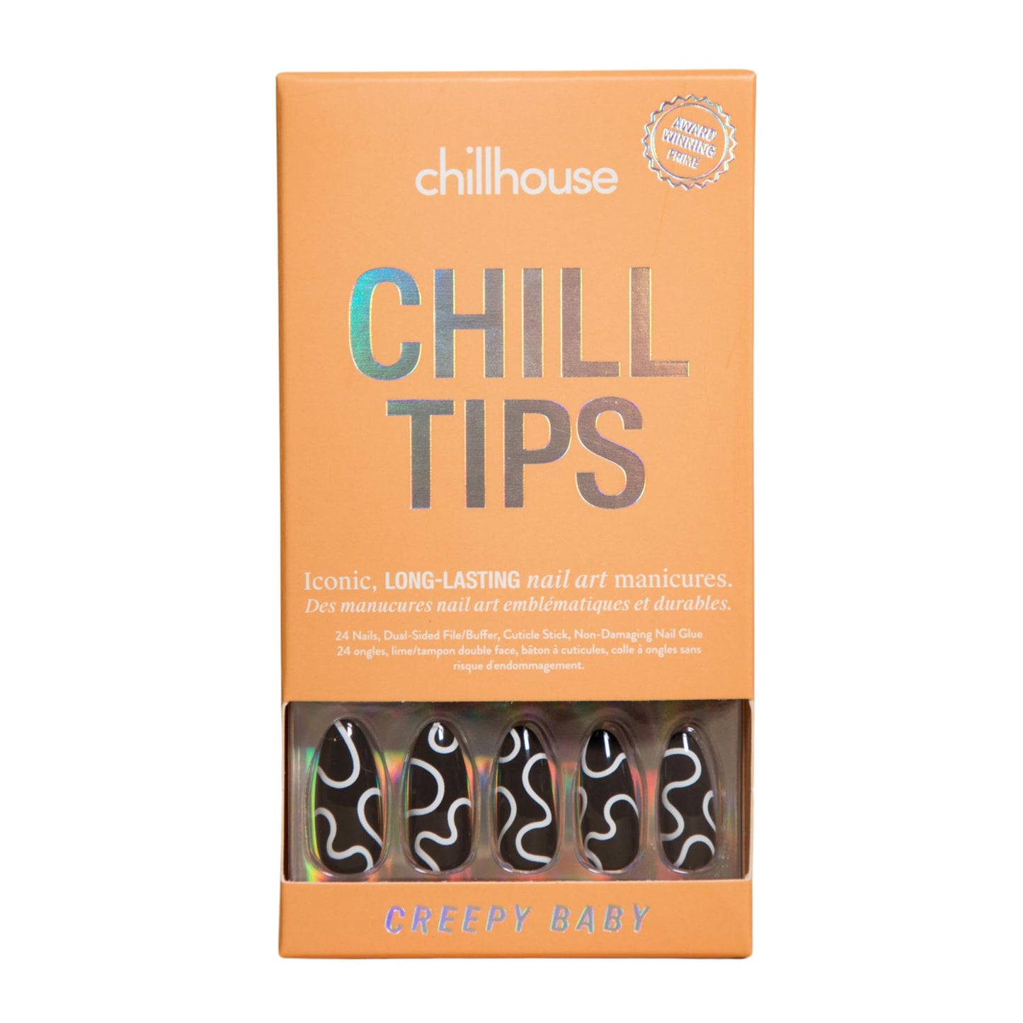Chillhouse Chill Tips Signatures Press On Nails Kit, Going to the Barre - 24 Nail Shapes & Sizes, Dual-Sided Buffer & File, Cuticle Stick & Glue - Long-Lasting Nail Art Manicures
