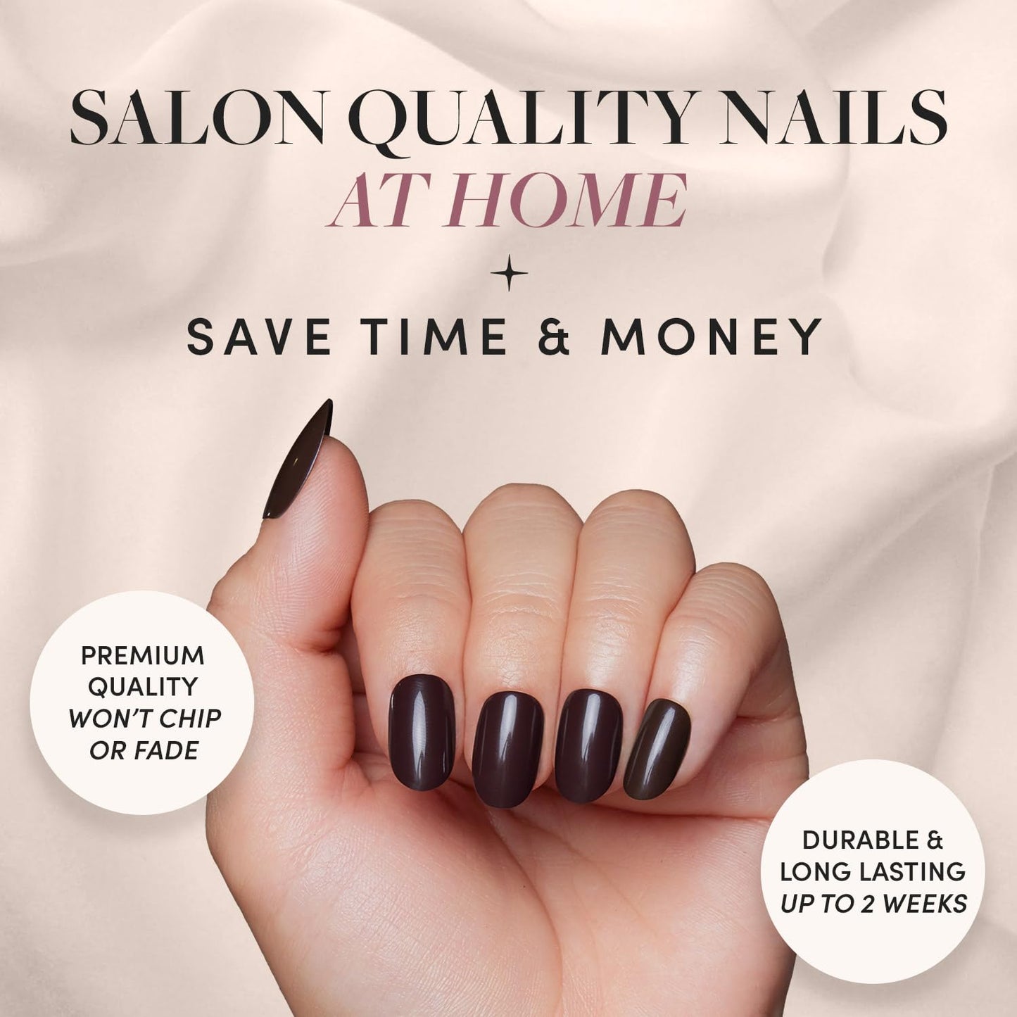 Glamnetic Press On Nails - Fall Mauve | Opaque Muted Blush Mauve Short Oval False Nails, Reusable Stick On Fake Nails with Glue | Salon Quality | 15 Sizes - 30 Nail Kit