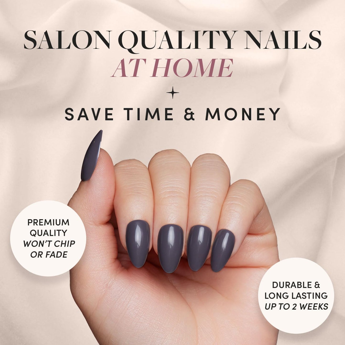 Glamnetic Press On Nails - Fall Mauve | Opaque Muted Blush Mauve Short Oval False Nails, Reusable Stick On Fake Nails with Glue | Salon Quality | 15 Sizes - 30 Nail Kit