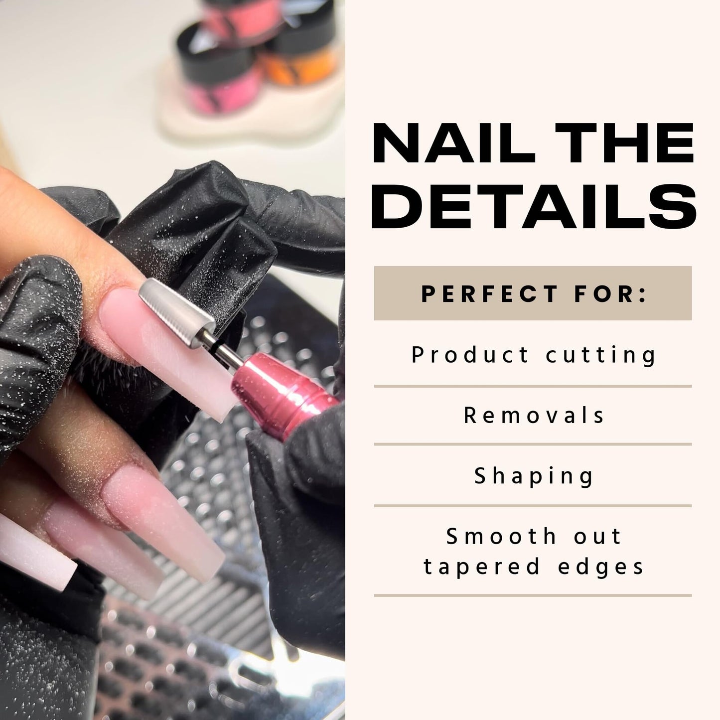 5-In-1 Professional Nail Drill Bits (Medium) - Electric Nail Drill Kit for Manicure, Pedicure & 3D Art - Portable EFile Nail Tech Drill Bits for Nail Technicians, Salon & Home DIY