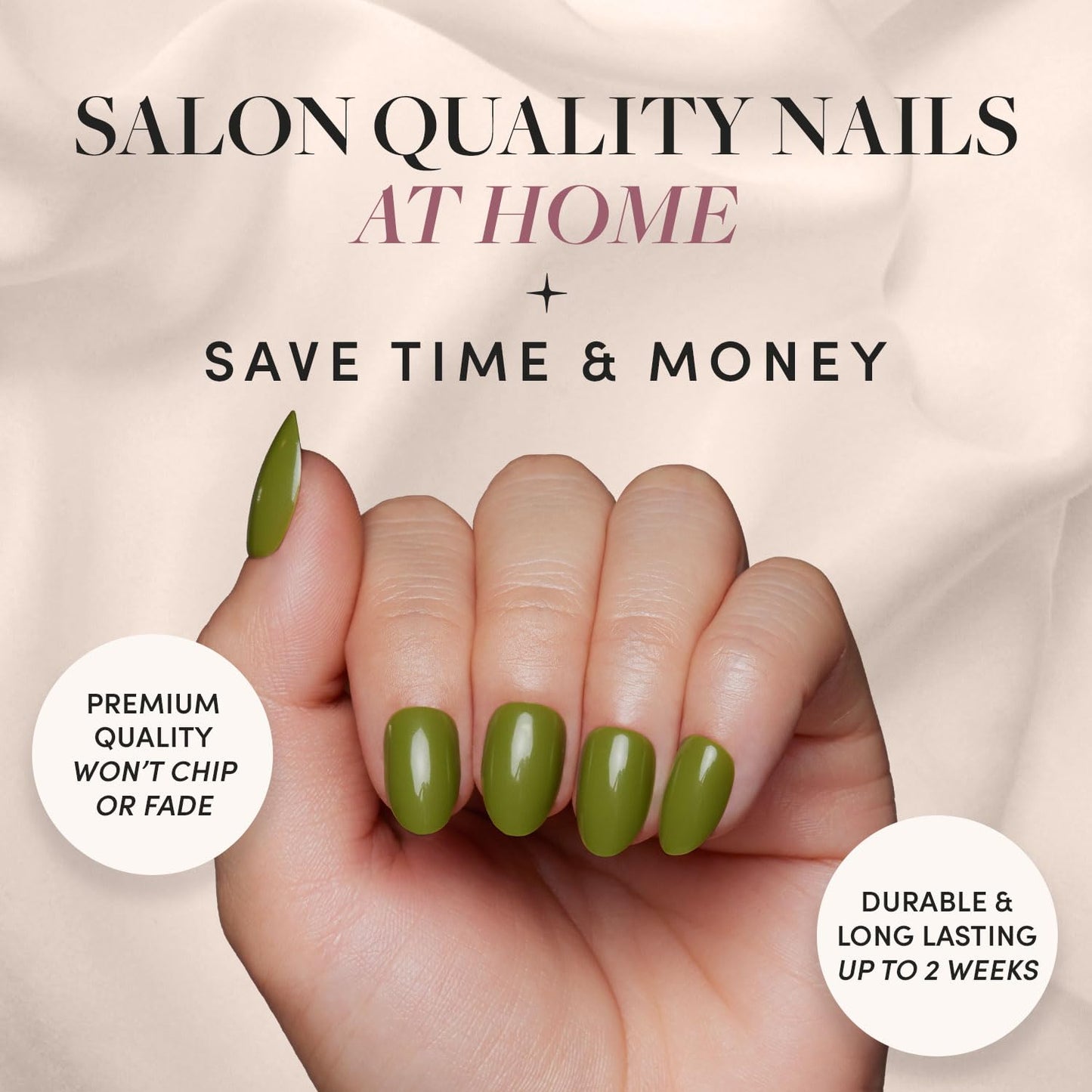 Glamnetic Press On Nails - Fall Mauve | Opaque Muted Blush Mauve Short Oval False Nails, Reusable Stick On Fake Nails with Glue | Salon Quality | 15 Sizes - 30 Nail Kit