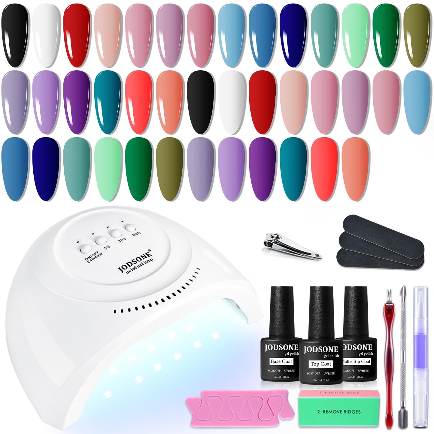 JODSONE Gel Nail Polish Kit with U V Light 32 Colors Gel Polish Nail Kit Soak Off Gel Nail Set Manicure Tools Nail Gel Kit Gifts for Women
