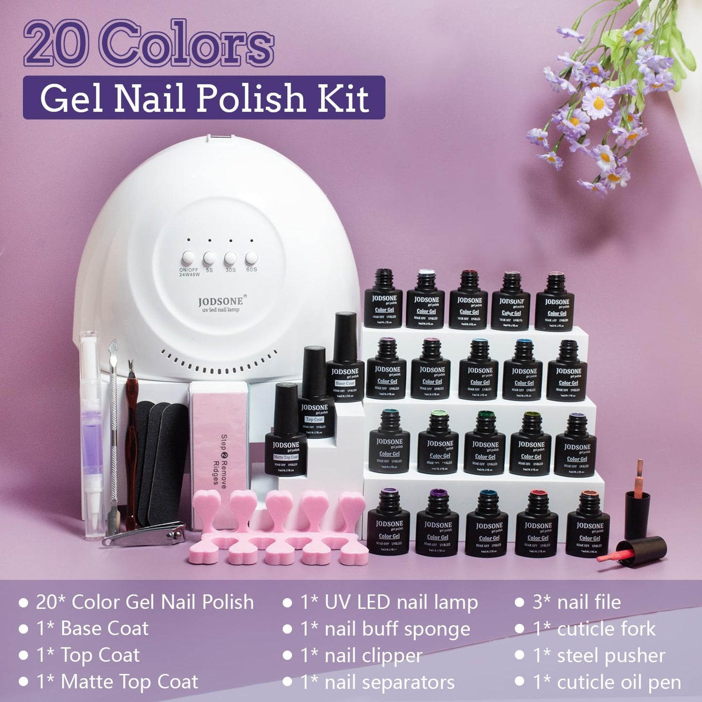 JODSONE Gel Nail Polish Kit with U V Light 32 Colors Gel Polish Nail Kit Soak Off Gel Nail Set Manicure Tools Nail Gel Kit Gifts for Women