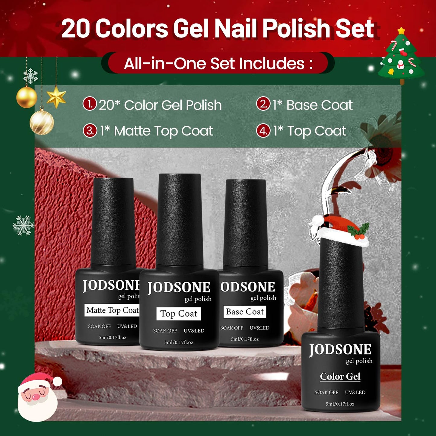 JODSONE Gel Nail Polish Kit with U V Light 32 Colors Gel Polish Nail Kit Soak Off Gel Nail Set Manicure Tools Nail Gel Kit Gifts for Women