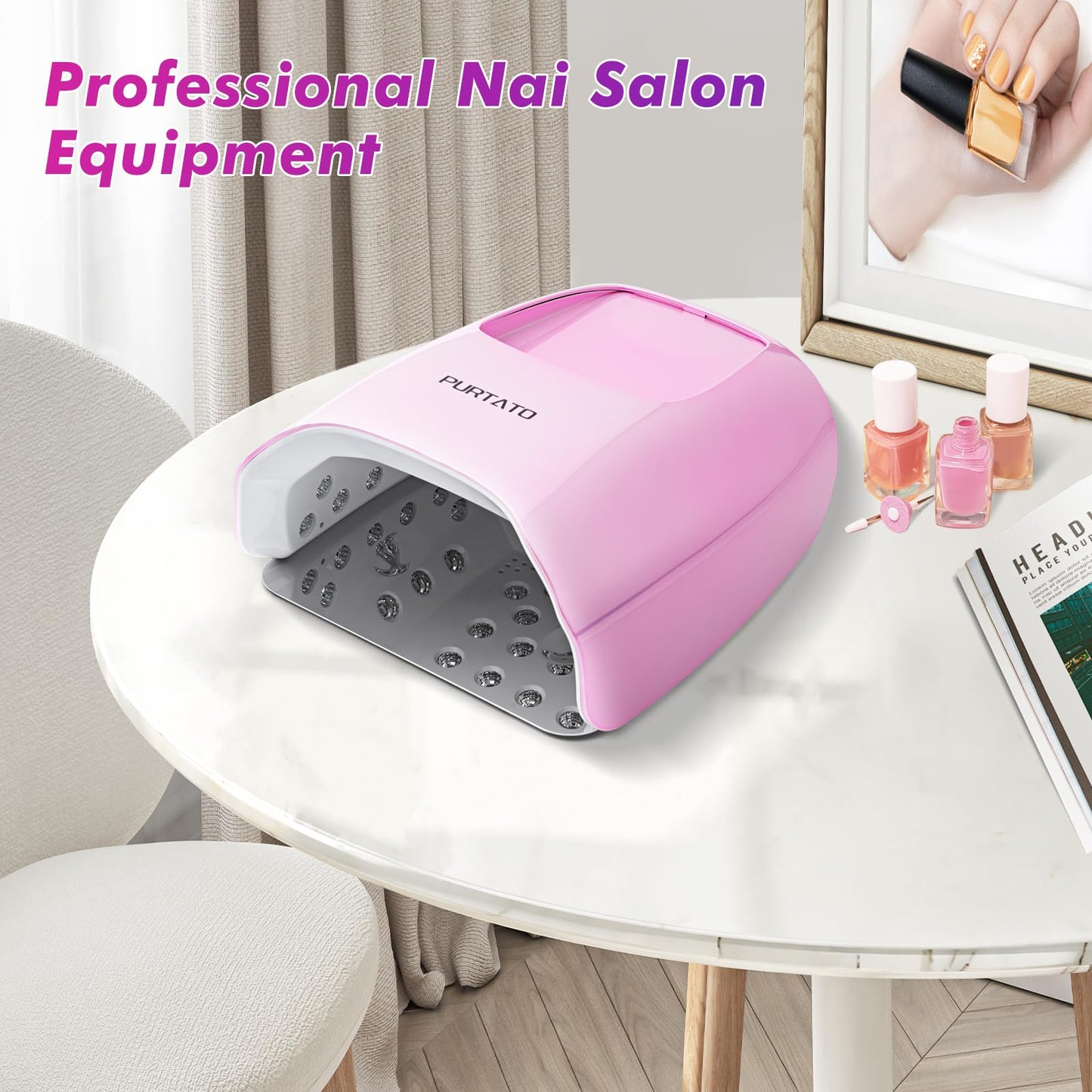 Professional Cordless Rechargeable UV LED Nail Lamp with 4 Timer Setting and 126W High Power Quick Drying Nail Dryer(White)