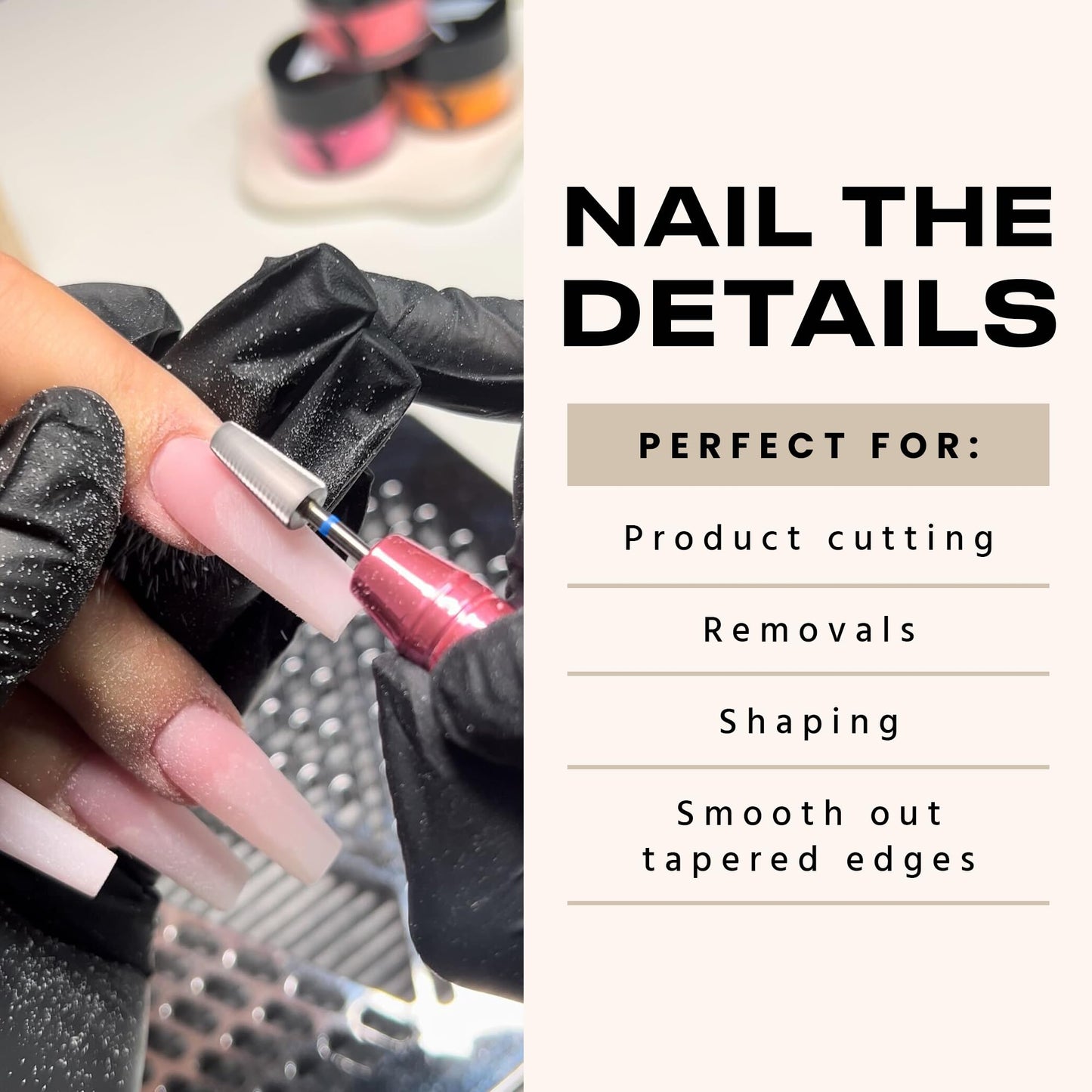 5-In-1 Professional Nail Drill Bits (Medium) - Electric Nail Drill Kit for Manicure, Pedicure & 3D Art - Portable EFile Nail Tech Drill Bits for Nail Technicians, Salon & Home DIY