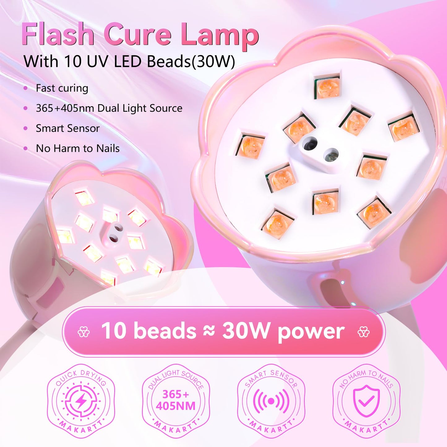 Makartt UV Nail Lamp: Mini UV Light for Gel Nails Polish Luminoza 10W Rechargeable LED Nail Light Nail Dryer with 4 Timers & Auto Sensor, Fast Curing Goosenecks UV Lamp for Home Nail DIY Manicure