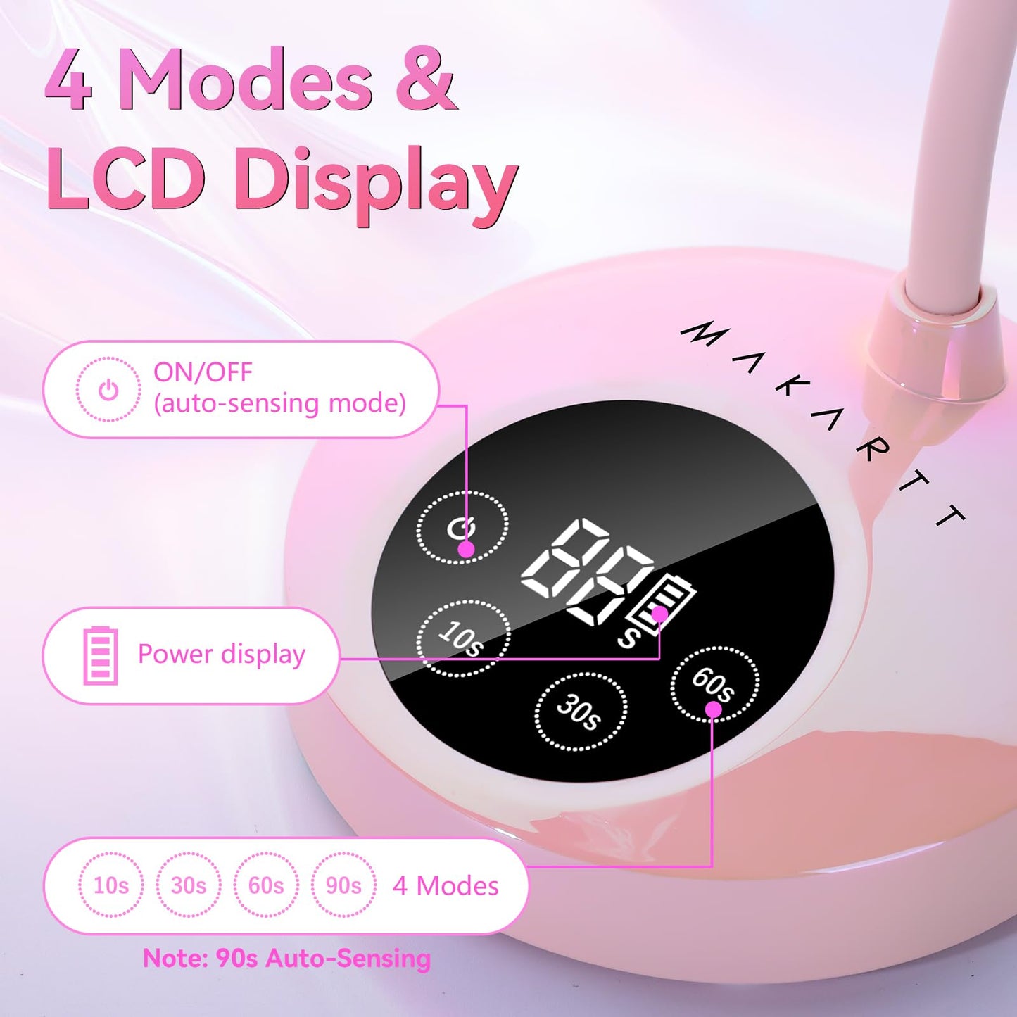 Makartt UV Nail Lamp: Mini UV Light for Gel Nails Polish Luminoza 10W Rechargeable LED Nail Light Nail Dryer with 4 Timers & Auto Sensor, Fast Curing Goosenecks UV Lamp for Home Nail DIY Manicure