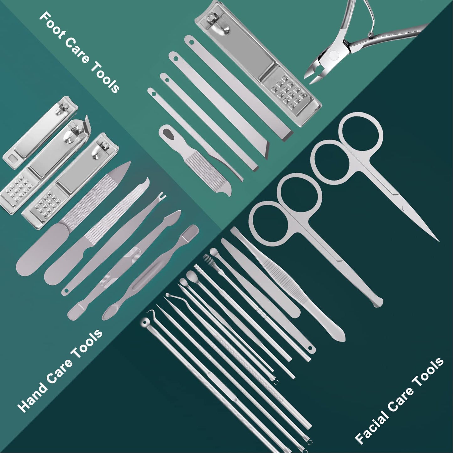 Manicure Set Personal Care Mens Grooming Kit, 30 In 1 Professional Manicure Kit Pedicure Kit, Nail Clippers for Men and Beauty Tool Portable Set, with Luxurious Travel Case (Black)