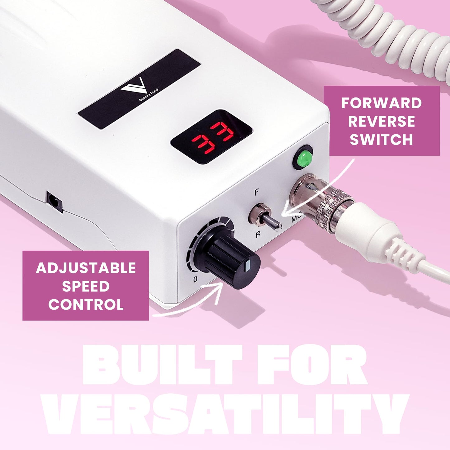 5-In-1 Professional Nail Drill Bits (Medium) - Electric Nail Drill Kit for Manicure, Pedicure & 3D Art - Portable EFile Nail Tech Drill Bits for Nail Technicians, Salon & Home DIY