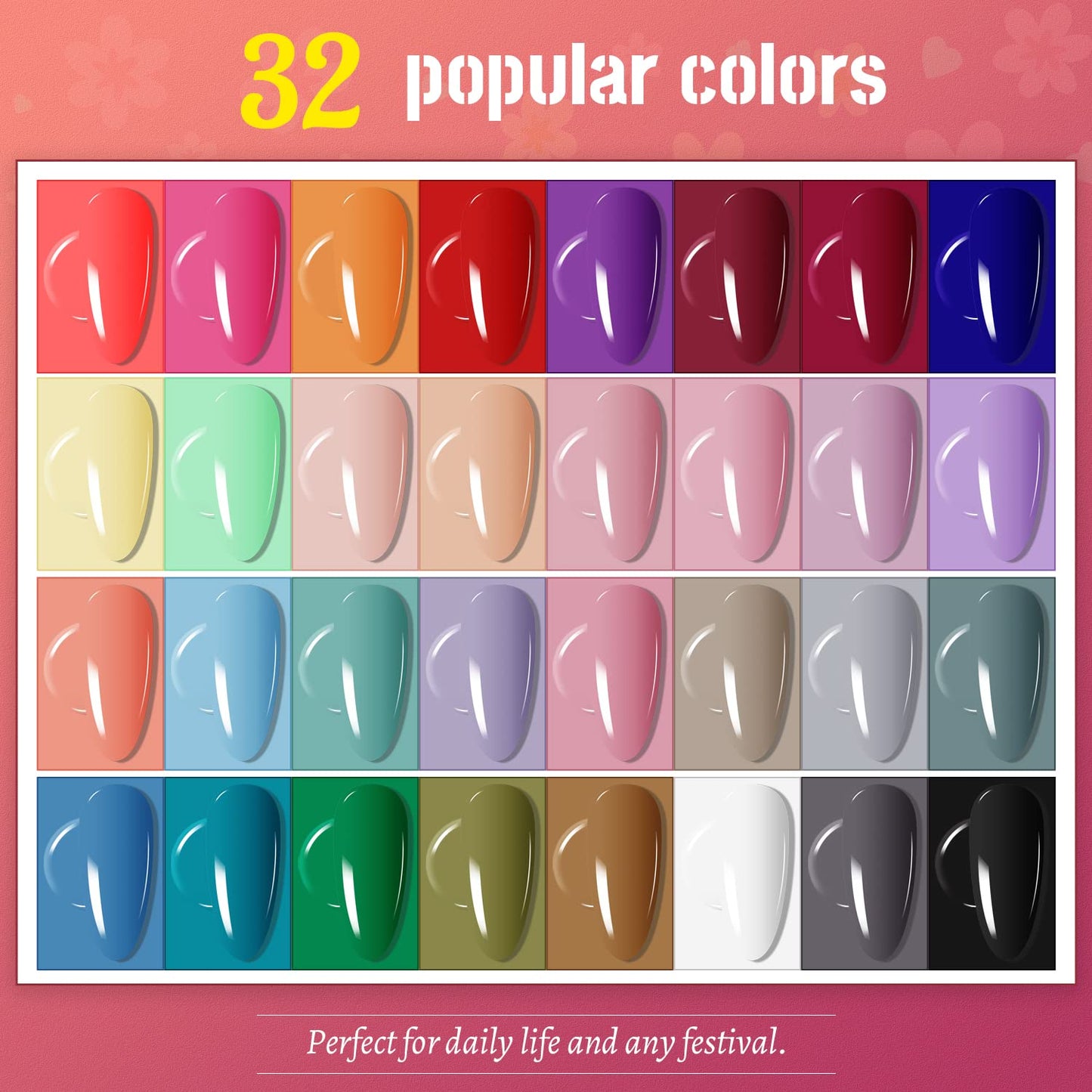 JODSONE Gel Nail Polish Kit with U V Light 32 Colors Gel Polish Nail Kit Soak Off Gel Nail Set Manicure Tools Nail Gel Kit Gifts for Women